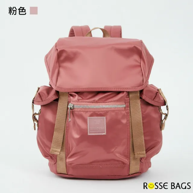 【Rosse Bags】日系商務通勤電腦男女旅行雙肩包(現+預 黑色／粉色／紅色／藍色／白