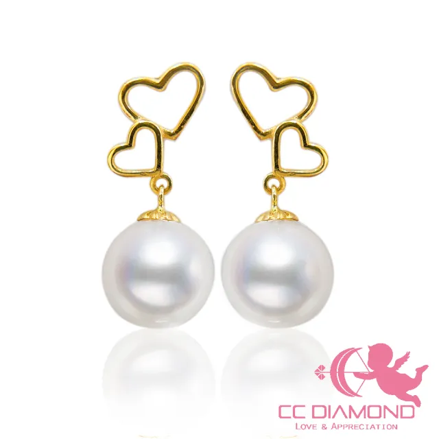 【CC Diamond】心心相印珍珠耳環(極品珍珠8-8.5mm)