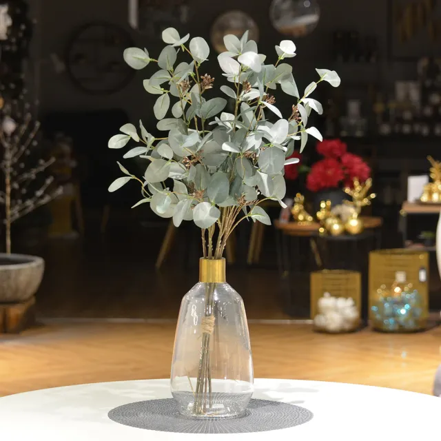 【YU Living 信歐傢居】人造尤加利葉花束 城市綠意植栽 室內家居裝飾(高75cm/綠色)