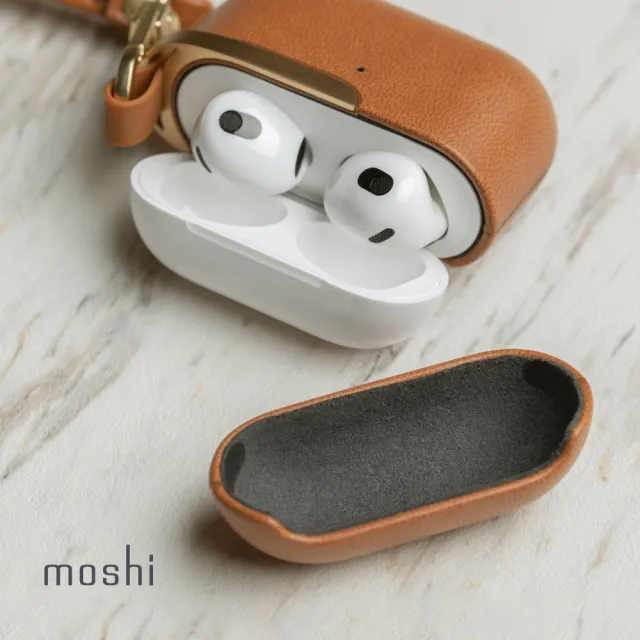 【moshi】AirPods 3 Pebbo Luxe 藍牙耳機充電盒皮革保護套(Airpods 3 gen.專用)