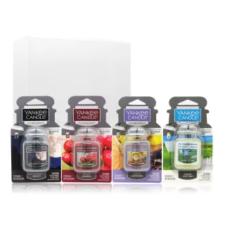 【YANKEE CANDLE】Car Jar ULT車用/室內 芳香劑吊飾套組([仲夏之夜+清爽棉+檸檬薰衣草+黑櫻桃]10gX4)