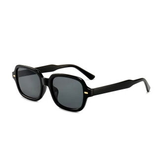 【ALEGANT】摩登時髦藏金黑方圓框墨鏡/UV400太陽眼鏡(星河的川流光影)