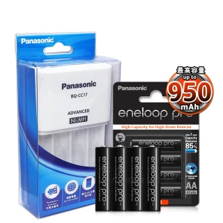 【Panasonic 國際牌】智控型4槽鎳氫低自放充電器+eneloop PRO 黑鑽款低自放充電電池(4號8入充電組)