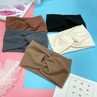 【卡樂熊】韓系簡約針織寬版造型髮帶(五色)