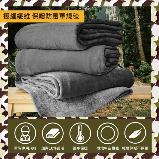 【Sleep Peacefully 寢室安居】台灣製軍規 露營必備全防風 極細纖維複合長毛雙層軍用毯