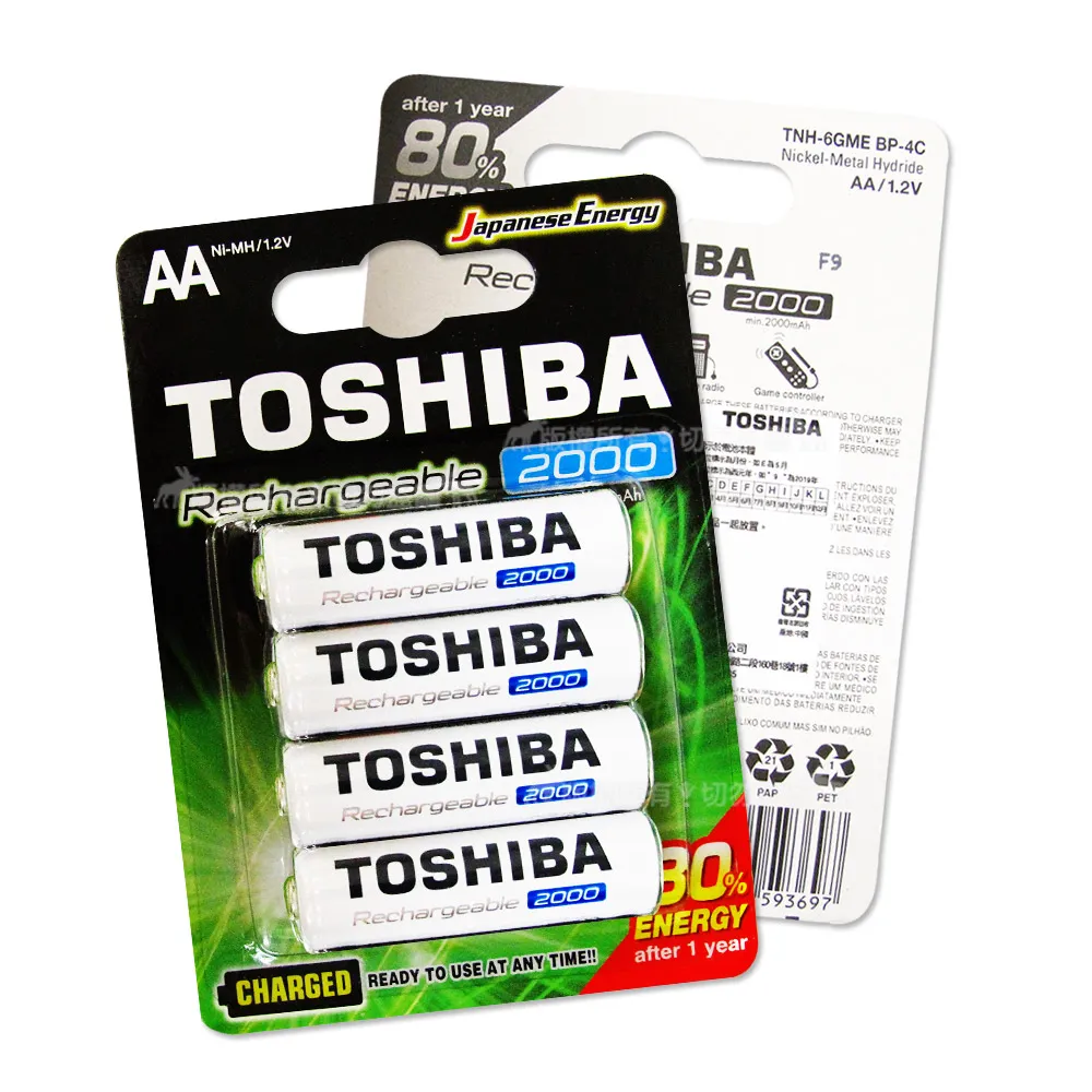 【TOSHIBA 東芝】2000mAh 3號低自放電鎳氫充電電池-4顆入(送電池盒)