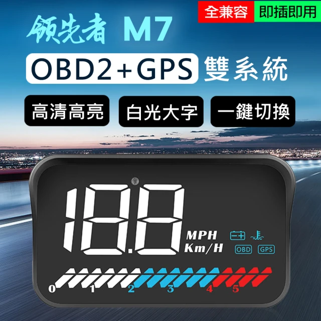 【領先者】M7 白光大字體 3.5吋 HUD GPS+OBD2 雙系統多功能汽車抬頭顯示器