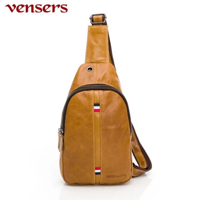 【Vensers】雙11 真皮 小牛皮潮流個性包-胸包(真皮包包 N302302黃油皮)