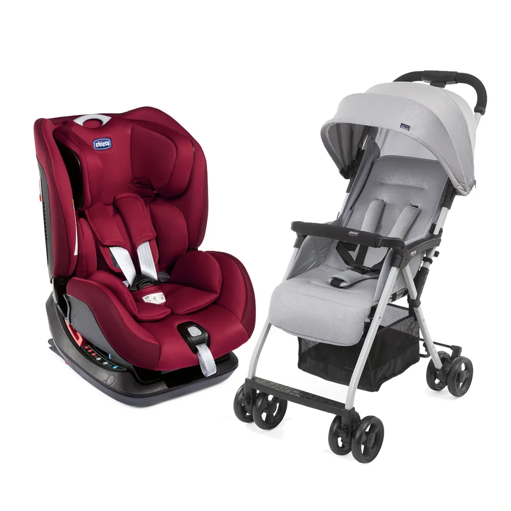 【Chicco 官方直營】Seat up 012 Isofix安全汽座勁黑版+Ohlalà 3都會輕旅手推車(汽座0-7歲適用)