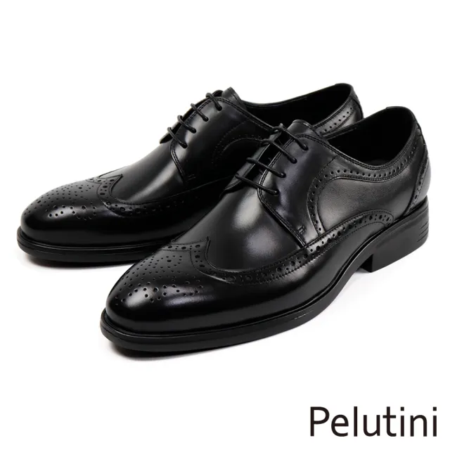 【Pelutini】都會商務翼紋雕花德比鞋 黑色(PE11783-BL)