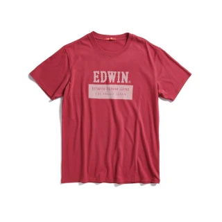 【EDWIN】男裝 人氣復刻款 斜紋經典LOGO短袖T恤(紅色)