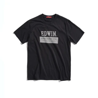 【EDWIN】男裝 人氣復刻斜紋經典LOGO短袖T恤(黑色)