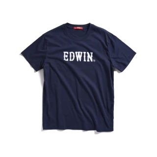 【EDWIN】男裝 人氣復刻斑駁LOGO短袖T恤(丈青色)