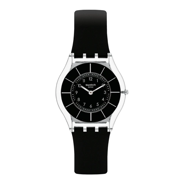 【SWATCH】SKIN超薄系列手錶BLACK CLASSINESS AGAIN黑色優雅 瑞士錶 錶(34mm)