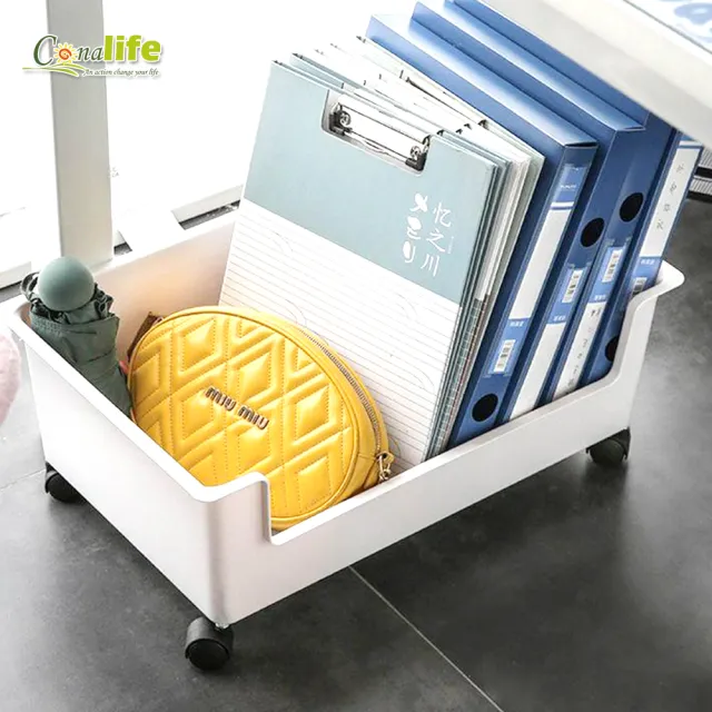 【Conalife】升級版大容量滾輪收納整理盒-1入(桌上 桌下 整理收納神器)