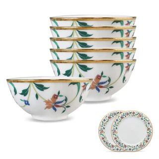 【NORITAKE】鳳彩鎏花金邊6入12.2CM飯碗禮盒組(贈27CM主餐盤雙盤組)