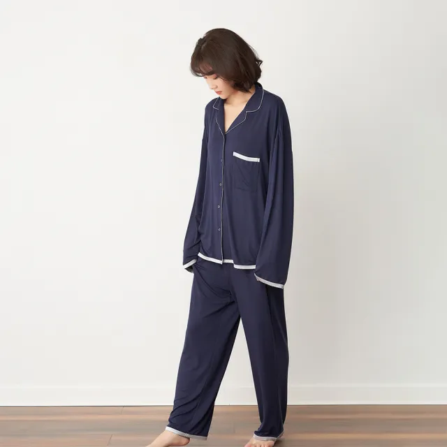 【Tani】休閒居家寬鬆袖保暖睡衣套裝(寬鬆袖保暖居家睡衣套裝)