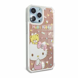 【apbs】三麗鷗 Kitty iPhone 13 Pro Max / 13 Pro / 13 軍規防摔鏡面水晶彩鑽手機殼(童趣凱蒂)