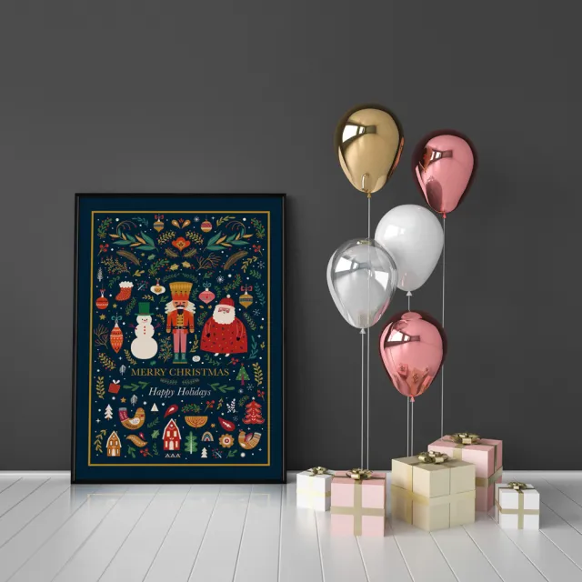【菠蘿選畫所】聖誕胡桃鉗-42x60cm(交換禮物/北歐風/客廳掛畫/空間佈置/聖誕節掛畫)