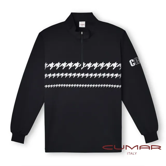 【CUMAR】男裝長袖立領拉鍊印花POLO衫/219205(吸濕排汗)
