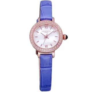 【LOLA ROSE】LOLA ROSE 英式LONDON的美感時尚優質皮革腕錶-晶鑽白貝+土耳其藍-LR2204