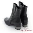 【CUMAR】金屬拉鍊裝飾粗跟短靴(黑色)