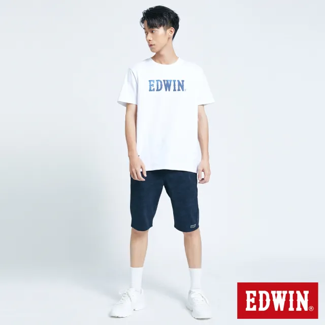 【EDWIN】男裝 大尺碼-JERSEYS迦績EJ2棉涼感迷彩牛仔短褲(黑藍色)