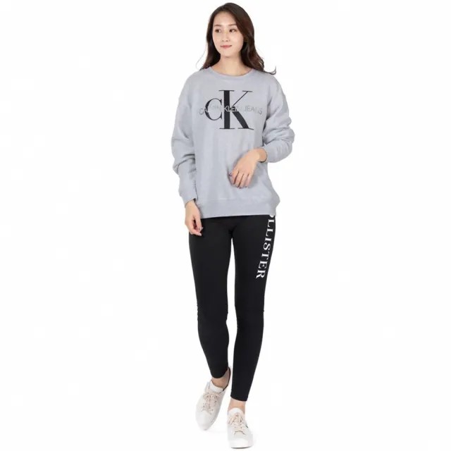 【Calvin Klein 凱文克萊】CK 經典印刷LOGO文字大學T恤 上衣-女-淺灰色(平輸品)