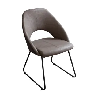 【BODEN】雷亞工業風咖啡色皮革餐椅/單椅
