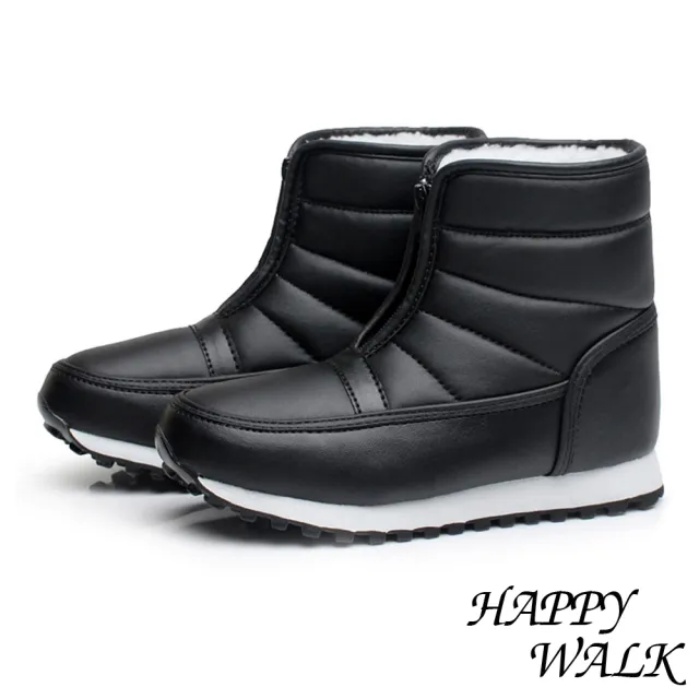 【HAPPY WALK】超保暖防水加厚時尚短筒雪靴(黑)