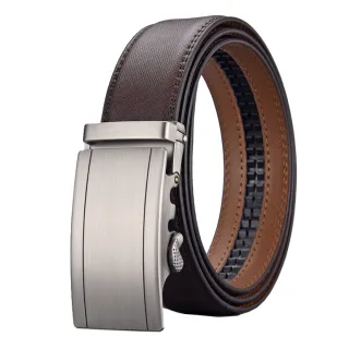【本革職人】真皮-商務典藏紳士壓紋皮革系列自動扣皮帶(簡約線條款 父親節送禮 禮物)