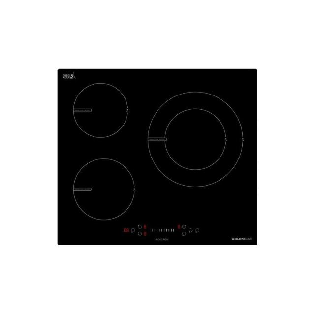 Glem Gas GIT66D04 三口瓦斯爐採用耐熱強化玻璃爐臺，傳統外擴火焰設計，提供均勻加熱。壓電式自動點火方便操作，適合嵌入式廚房安裝。尺寸為W590xD520xH58 mm，挖孔尺寸W565xD495 mm，使用220V電源，瓦斯消耗量3kW以下，BSMI認證T74710，享1年保固。不含安裝，高效節能的理想廚房選擇。