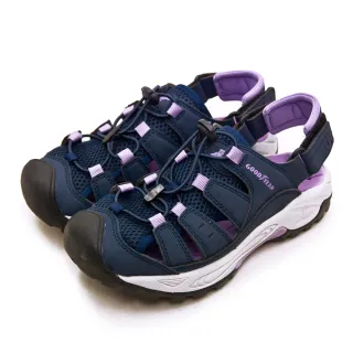 【GOODYEAR 固特異】女 排水透氣輕便水陸護趾涼鞋(藍紫灰 12627)