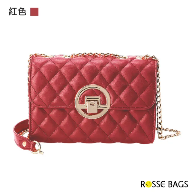 【Rosse Bags】新款菱格圓環單肩包(現+預  黑色／紅色)