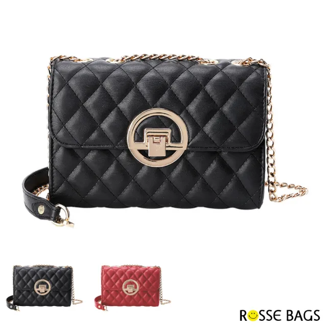 【Rosse Bags】新款菱格圓環單肩包(現+預 黑色/紅色)