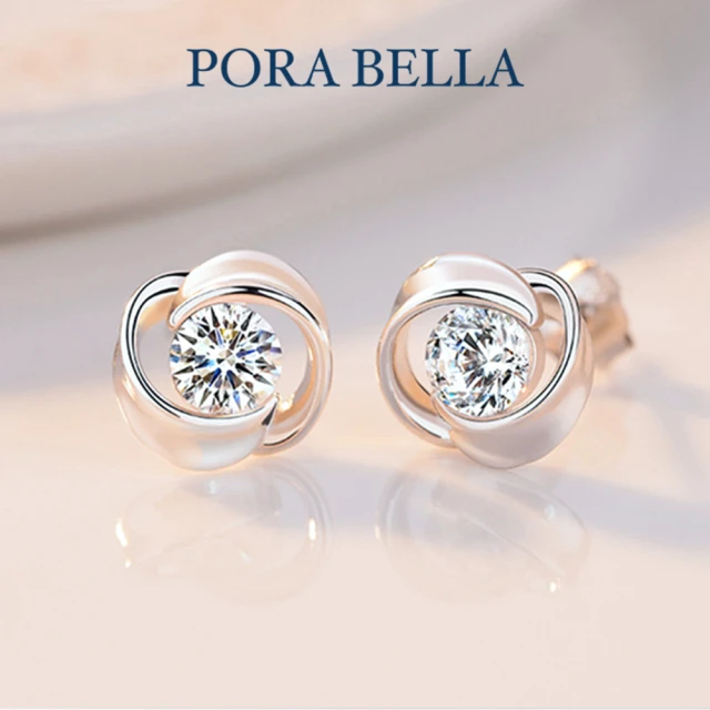 Porabella 925純銀扭結人工水鑽耳環 earrings