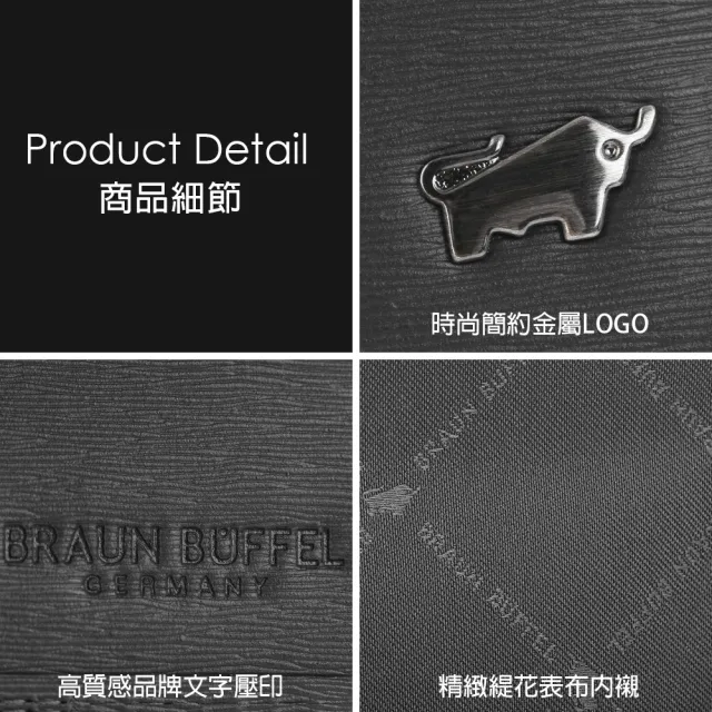 【BRAUN BUFFEL 德國小金牛】台灣總代理 波索 15卡拉鍊零錢袋長夾-黑色(BF386-631-BK)