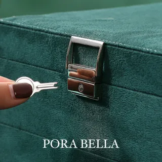 【Porabella】貴婦絨布首飾盒 大容量三層珠寶盒 可上鎖 旅行絨布盒飾品盒 戒指項鍊耳環耳夾收納