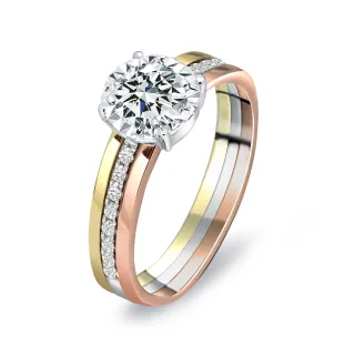 【King Star】GIA 50分 Dcolor 18K金 鑽石戒指 3色金名品(二克拉視覺效果)