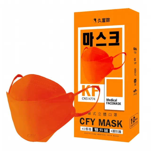 【久富餘】4D韓版4層立體醫療口罩4盒組-經典愛馬仕(10片/盒)