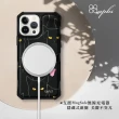 【apbs】iPhone 13 Pro Max / 13 Pro / 13 軍規防摔皮革磁吸手機殼(慵懶黑貓-黑殼)