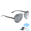 【Z-POLS】頂級鋁鎂合金霧黑框 輕量TR90材質彈性腳架邊框 寶麗萊Polarized偏光黑太陽眼鏡(帥氣大框風格)