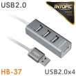 【INTOPIC】HB-37 4孔 USB HUB集線器(USB2.0/鋁合金)