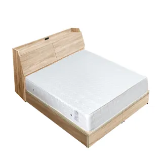 【A FACTORY 傢俱工場】吉米 MIT木心板床組 插座床箱+床底+獨立筒墊 - 雙人5尺