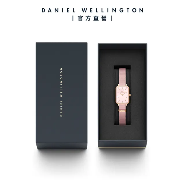 【Daniel Wellington】DW 手錶  Quadro Coral 20x26mm珍珠貝織紋小方錶-玫瑰金(DW00100509)