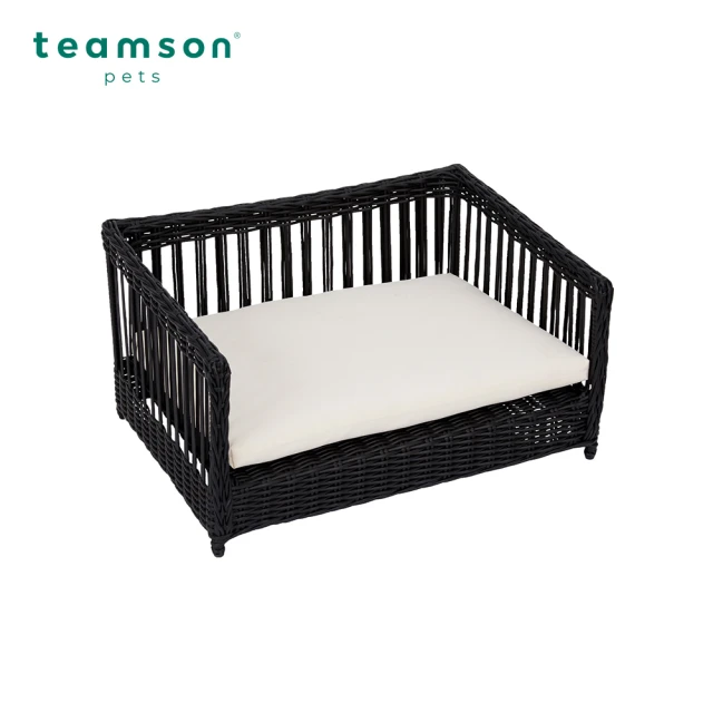 【Teamson】Teamson pets 南歐風情籐編織簍空寵物床(附棉墊)