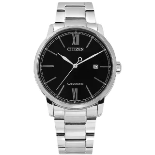 【CITIZEN 星辰】簡約時尚 機械錶 自動上鍊 日期 不鏽鋼手錶 黑色 42mm(NJ0130-88E)