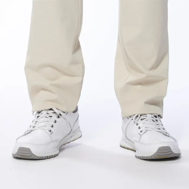 【Lynx Golf】男款日本進口布料拉鍊口袋設計後袋配布剪接平口休閒長褲(卡其色)