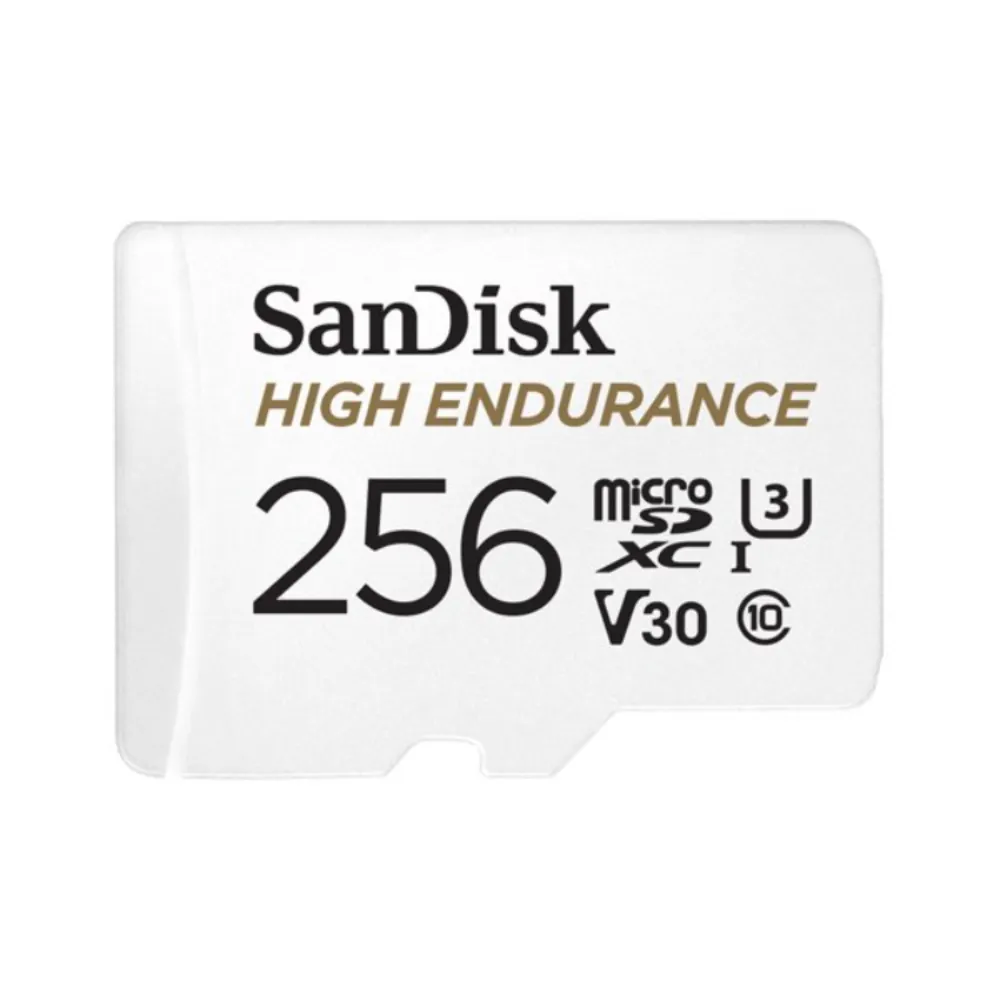 【SanDisk 晟碟】全新版256G 行車/家用安控紀錄專用4kU3記憶卡附轉卡(連續紀錄20000小時 原廠2年保固)