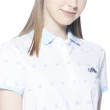 【Lynx Golf】女款吸排抗UV合身版山貓多邊形印花短袖POLO衫/高爾夫球衫(淺藍色)